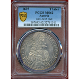 神聖ローマ帝国 オーストリア 1695年 ターラー 銀貨 レオポルト1世 PCGS MS62