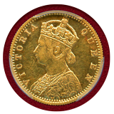 英領インド 1870(C) 5ルピー 金貨 リストライク ヴィクトリア PCGS PR62