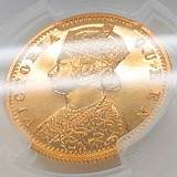 英領インド 1870(C) 5ルピー 金貨 リストライク ヴィクトリア PCGS PR62