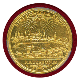 ドイツ レーゲンスブルク ND(1745-65) 1ダカット 金貨 都市景観 PCGS MS61
