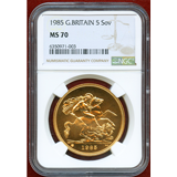 【SOLD】イギリス 1985年 5ポンド 金貨 エリザベス2世 NGC MS70