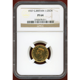 イギリス 1937年 1/2ソブリン 金貨 ジョージ6世 NGC PR64