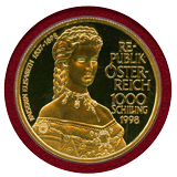 オーストリア 1998年 1000シリング 金貨 皇妃エリザベート