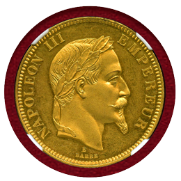 フランス 1855年 100フラン ギルト試作貨 プルーフ 表裏セット ナポレオン3世 PF63