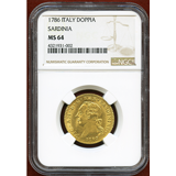 イタリア サルディニア 1786年 ドッピア金貨 ヴィットーリオ・アメデーオ3世 MS64
