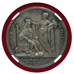 イギリス 1727年 銀メダル ジョージ2世戴冠式 NGC MS62