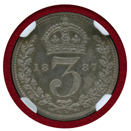 イギリス 1887年 3ペンス 銀貨 ヴィクトリア ジュビリーヘッド NGC PF64