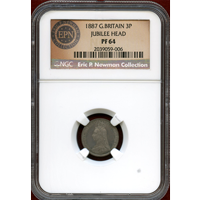 イギリス 1887年 3ペンス 銀貨 ヴィクトリア ジュビリーヘッド NGC PF64