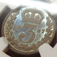 イギリス 1887年 3ペンス 銀貨 ヴィクトリア ジュビリーヘッド NGC PF64