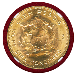 チリ 1974SO 100ペソ金貨  NGC MS64
