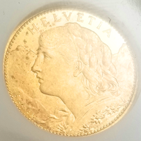 スイス 1922B 10フラン 金貨 アルプスと少女 NGC MS66