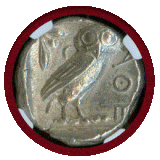 古代ギリシャ アテネ 440-404BC 4ドラクマ 銀貨 フクロウ NGC Ch AU