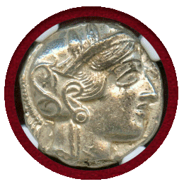 古代ギリシャ アテネ 440-404BC 4ドラクマ 銀貨 フクロウ NGC Ch AU