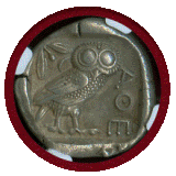 古代ギリシャ アテネ 440-404BC 4ドラクマ 銀貨 フクロウ NGC Ch XF
