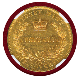 オーストラリア 1870SY ソブリン金貨 ヴィクトリア女王 バンクシア NGC AU58