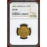 オーストラリア 1870SY ソブリン金貨 ヴィクトリア女王 バンクシア NGC AU58