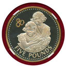 オルダニー 2006年 5ポンド ギルト銀貨 エリザベス女王生誕80周年 PF68UC