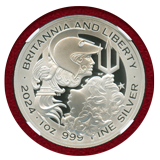 イギリス 2024年 2ポンド(1oz) 銀貨 ブリタニア&リバティ PF70UC FDI