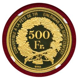 スイス 現代射撃祭 2008年 500フラン 金貨 ジュネーヴ NGC PF69UC