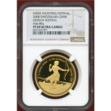 スイス 現代射撃祭 2008年 500フラン 金貨 ジュネーヴ NGC PF69UC
