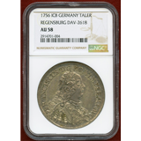 ドイツ レーゲンスブルク 1756ICB ターラー銀貨 都市景観 NGC AU58