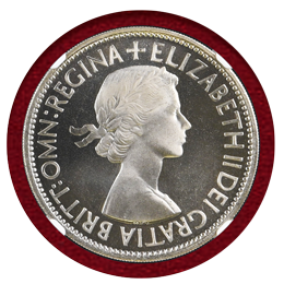 イギリス 1953年 ハーフクラウン プルーフ 白銅貨 エリザベスⅡ NGC PF67CAM