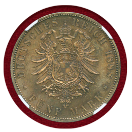 ドイツ プロイセン 1888A 5マルク 銀貨 フリードリヒ3世 NGC MS62