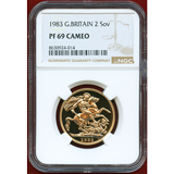 イギリス 1983年 2ポンド 金貨 エリザベス2世 ヤングバスト NGC PF69CAM