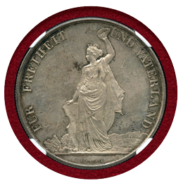 スイス 射撃祭 1872年 5フラン 銀貨 チューリッヒ NGC MS63