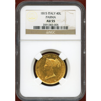 イタリア パルマ公国 1815年 40リレ 金貨 マリア・ルイーザ NGC AU55