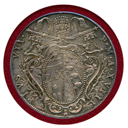 イタリア 教皇領 1818 スクード 銀貨 ピウス7世 PCGS AU58