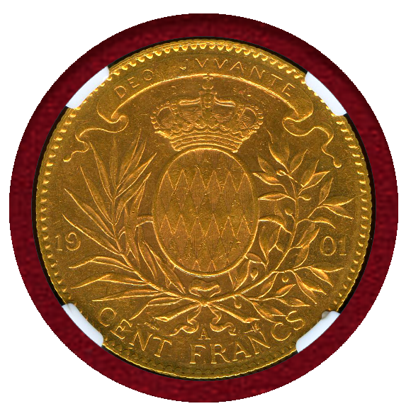 Jcc ジャパンコインキャビネット モナコ 1901a 100フラン 金貨 アルベール1世 Ngc Ms61