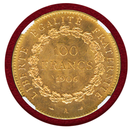 【SOLD】フランス 1906A 100フラン 金貨 エンジェル立像 NGC MS64