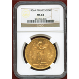 【SOLD】フランス 1906A 100フラン 金貨 エンジェル立像 NGC MS64