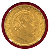 モナコ 1886A 100フラン 金貨 シャルル3世 NGC MS63