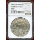 ドイツ ニュルンベルク 1680年 ターラー 銀貨 都市景観 NGC MS61