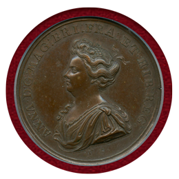 イギリス 1708年 銅メダル アン女王 サルディニアとメノルカ島占領記念 PCGS SP64