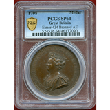 イギリス 1708年 銅メダル アン女王 サルディニアとメノルカ島占領記念 PCGS SP64