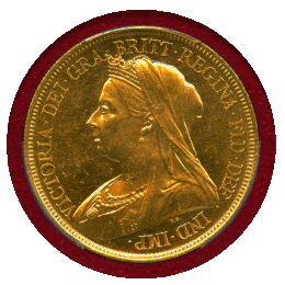 イギリス 1893年 5ポンド 金貨 ヴィクトリア オールドヘッド PCGS MS63