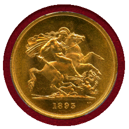 イギリス 1893年 5ポンド 金貨 ヴィクトリア オールドヘッド PCGS MS63