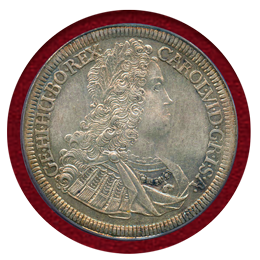 神聖ローマ帝国 オーストリア 1725年 ターラー 銀貨 カール6世 PCGS AU58