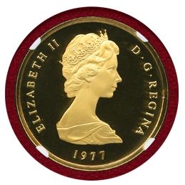英領 タークスカイコス 1977年 100クラウン 金貨 ヴィクトリア4肖像 NGC PF69UC