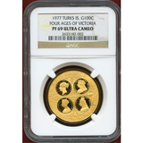 英領 タークスカイコス 1977年 100クラウン 金貨 ヴィクトリア4肖像 NGC PF69UC