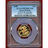 イギリス 1988年 ソブリン 金貨 エリザベス2世 PCGS PR70DCAM