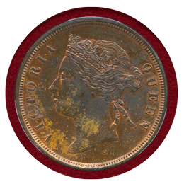 英領モーリシャス 1877年 5セント 銅貨 PCGS SP62BN