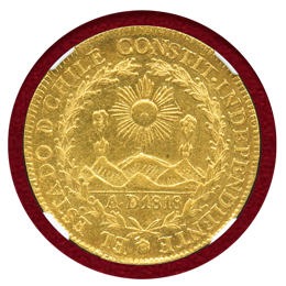 チリ 1834SO IJ 8エスクード 金貨 NGC AU58