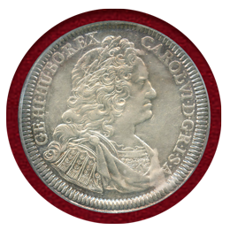 神聖ローマ帝国 オーストリア 1737年 ターラー 銀貨 カール6世 PCGS AU58