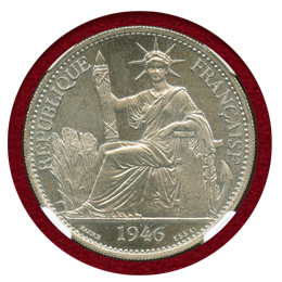仏領インドシナ 1946年 ESSAI(試作) 50セント白銅貨 自由の女神 NGC SP66