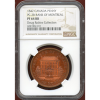 カナダ 1842年 ペニー トークン銅貨 PROOF モントリオール銀行 NGC PF64RB