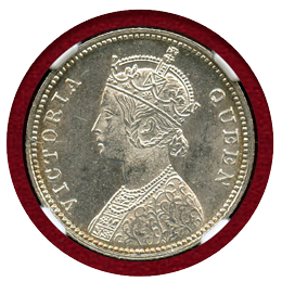 英領インド 1862(C) 1/4ルピー 銀貨 ヴィクトリア女王 NGC MS63